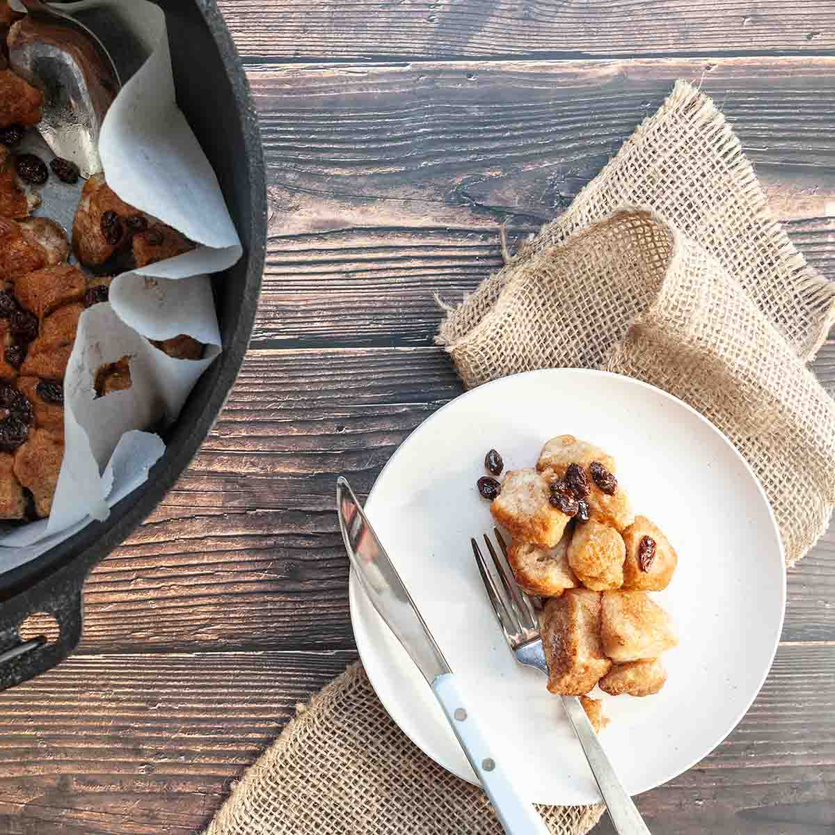 A portion of monkey bread on a plate.