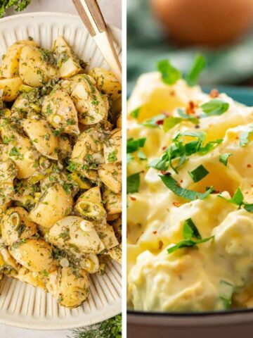Two bowls of potato salad.